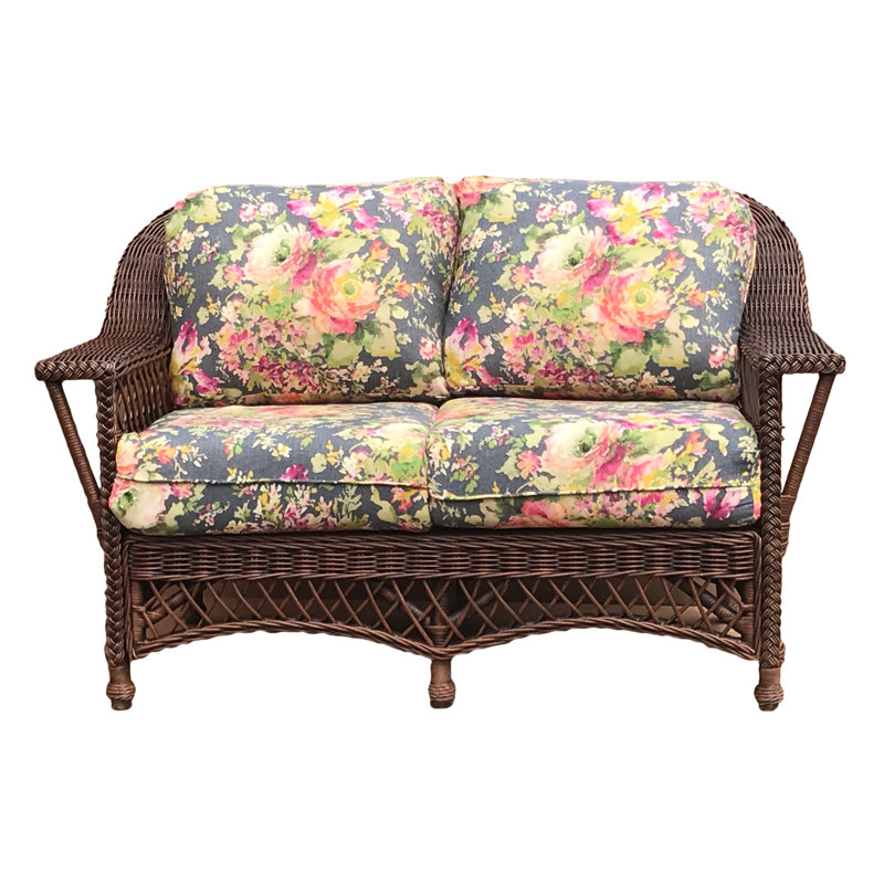 Rosado Upholstered 57'' Loveseat, Brownwash, Panama Seafoam 100% Polyester