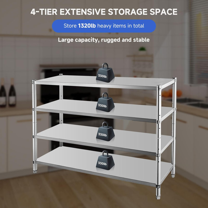 Capacity Shelf Unit With Adjustable Height And Vent Holes For Kitchen Garage Office, 60" H x 60" W x 18.5" D