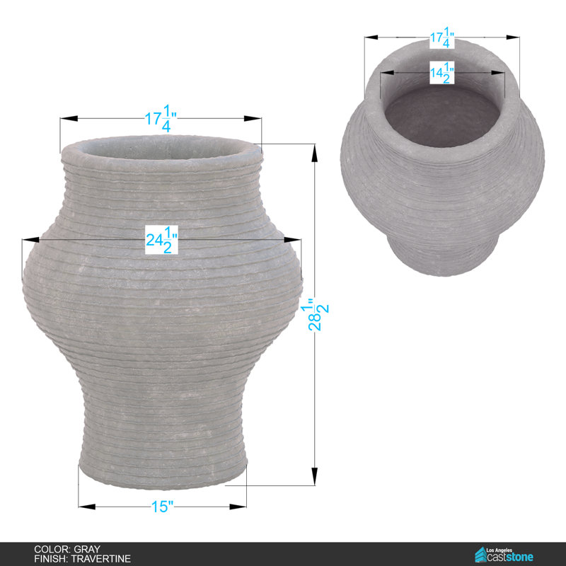 Asta Planter, Gray Travertine