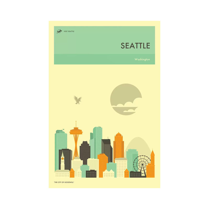 Seattle Skyline by Jazzberry Blue - Wrapped Canvas Print, 66.04 cm H x 45.72 cm W x 1.91 cm D