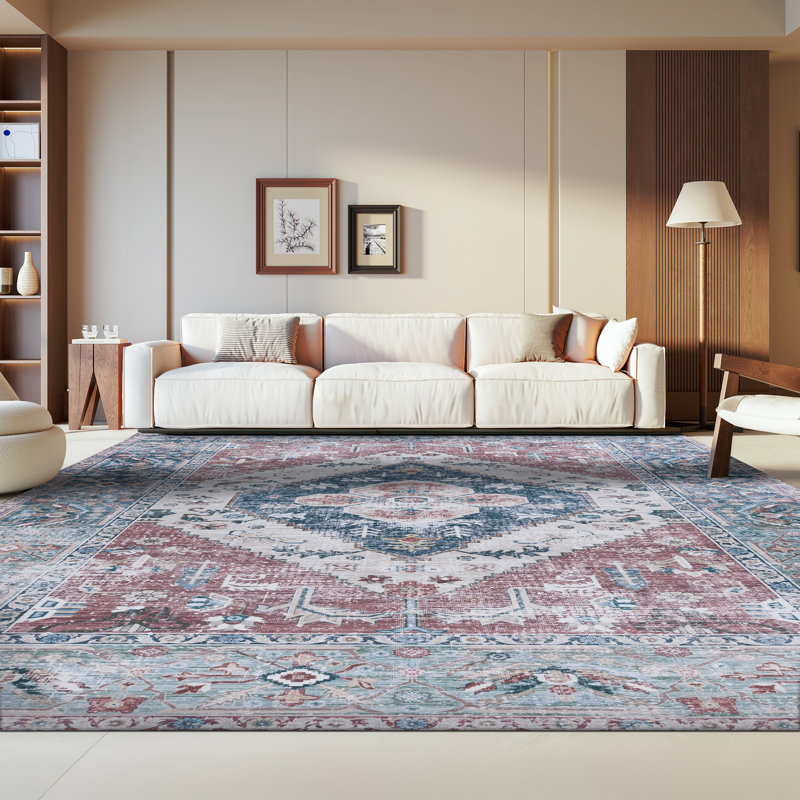 Tapis de couleur rouille / bleu marine Ziebarth 172 M / W S / R, Rectangle 8 pi x 10 pi