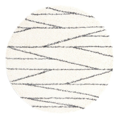Tapis rayé blanc / gris Abrahams