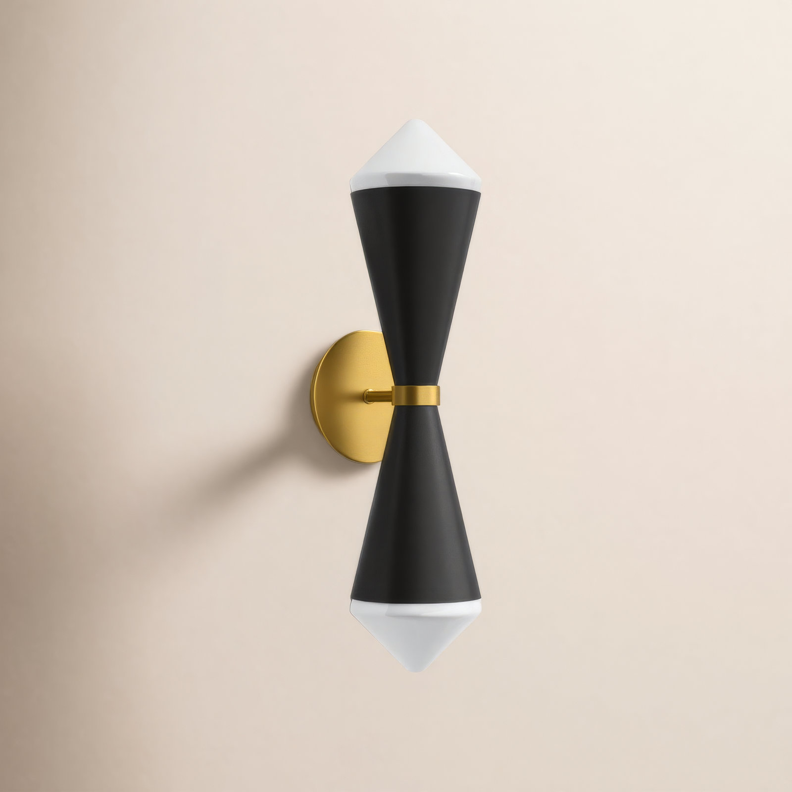 2 Light Dimmable Armed Sconce, Black