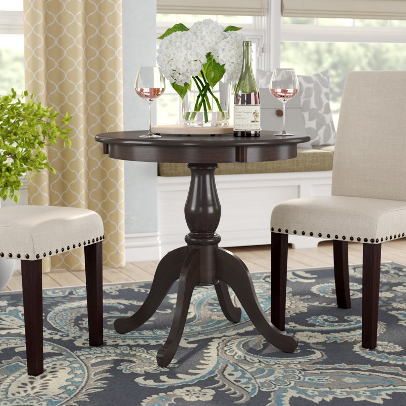 Classic Black 30-Inch Round Dining Table with Space-Saving Pedestal Base, Espresso, 30" H x 30" W x 30" L