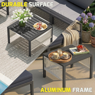 Aluminium 4/5 Seater Outdoor Patio Sectional Set With Coffee Table For Garden & Deck