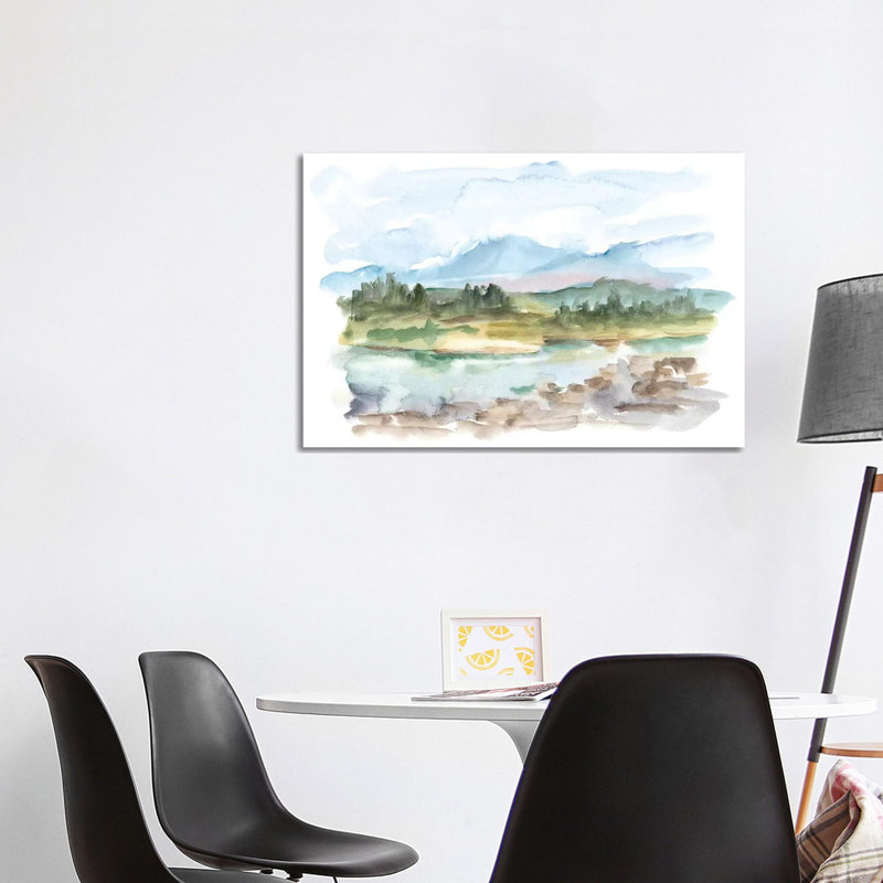 Reproduction d’art, "Mountain Watercolor III" par Ethan Harper, Pas de tapis, H 26 po x l 40 po x 1,5 po, Toile tendue