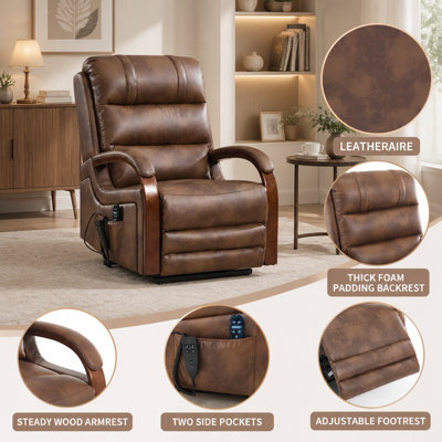 Faux Leather Lift Assist Power Recliner