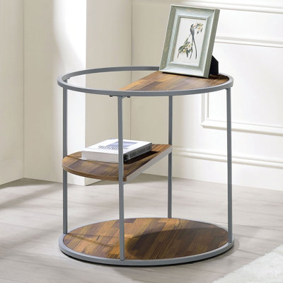 Demi-tablette industrielle en noyer gris industriel avec 3 tablettes et placage de papier en acier thermolaqué, facile d'accès, d'une largeur de 24 po, 1 pièce seulement et grain de bois reproduit