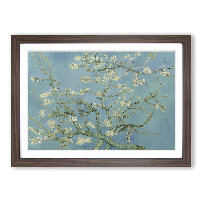 Almond Blossom Branches Vol.1 by Vincent Van Gogh - Picture Frame Graphic Art, Walnut Framed, 27cm H x 36cm W x 2cm D
