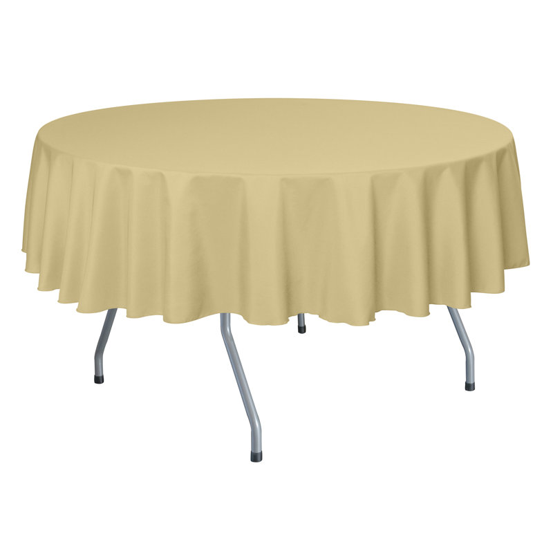 Ultimate Textile - Round Polyester Linen Tablecloth, 84" x 84", 10, Honey