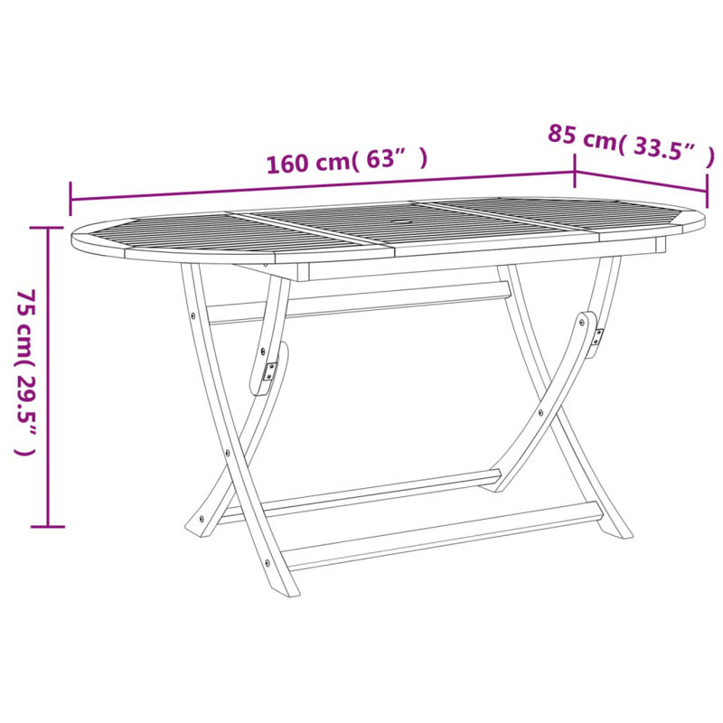 Oakham 160cm Solid Wood Oval Folding Table