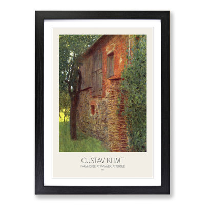 Farmhouse at Kammer with Border by Gustav Klimt - Framed Print