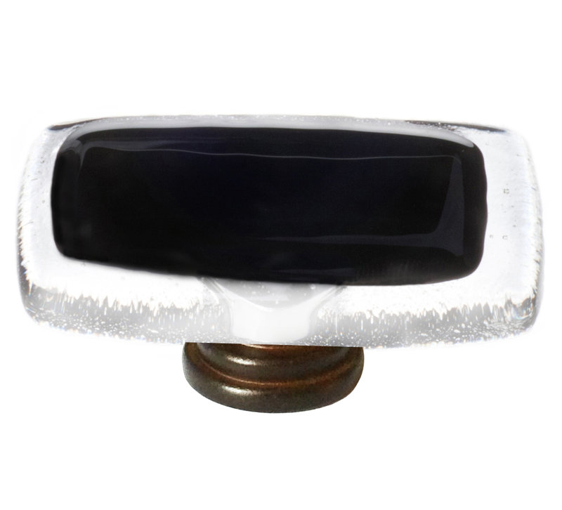 Reflective Rectangular Knob, Satin Nickel, Black