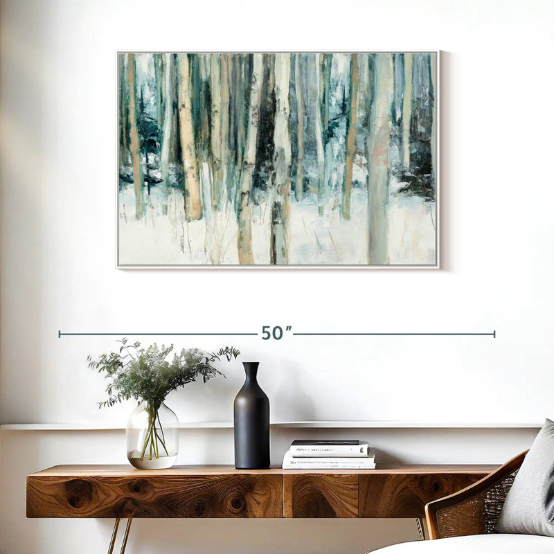 Winter Woods III, Cadre flottant blanc, 37 po x 25 po