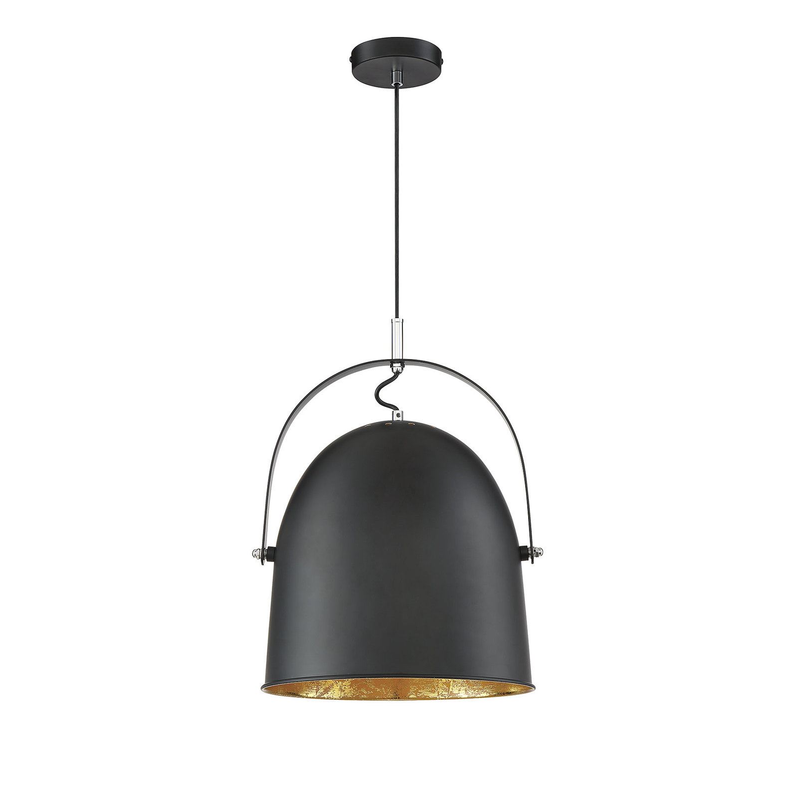 Charlette Single Light Metal Dimmable Pendant, Black/Gold