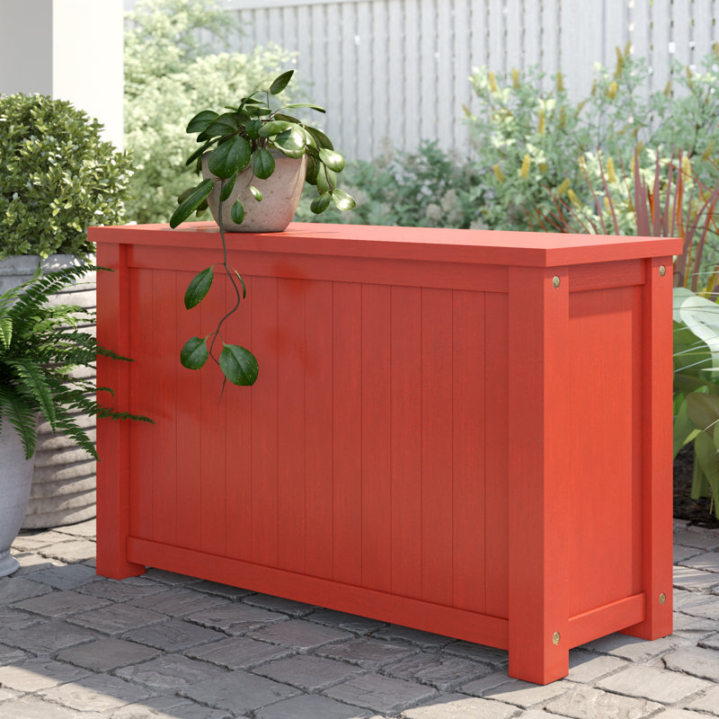 Gracie Oaks Debraoh 32'' W 29 Gallons Water Resistant Solid Wood Acacia Deck Box, Barn Red