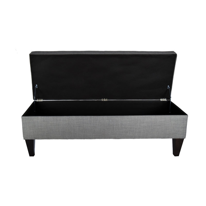 Gaither Polyester Upholstered Storage Bench, Dark Gray