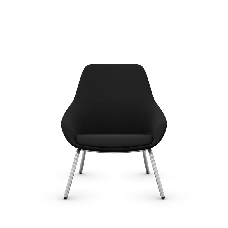 Lilly Upholstered Lounge Chair from 9to5 Seating, Silver, Black Polyester