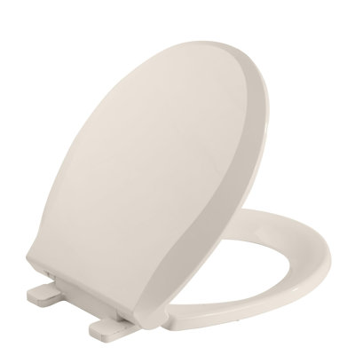 Siège de toilette allongé durable avec fermeture en douceur lente - Facile à installer et à nettoyer, ne se desserre jamais - Blanc, s'adapte à la plupart des toilettes allongées Biscuit