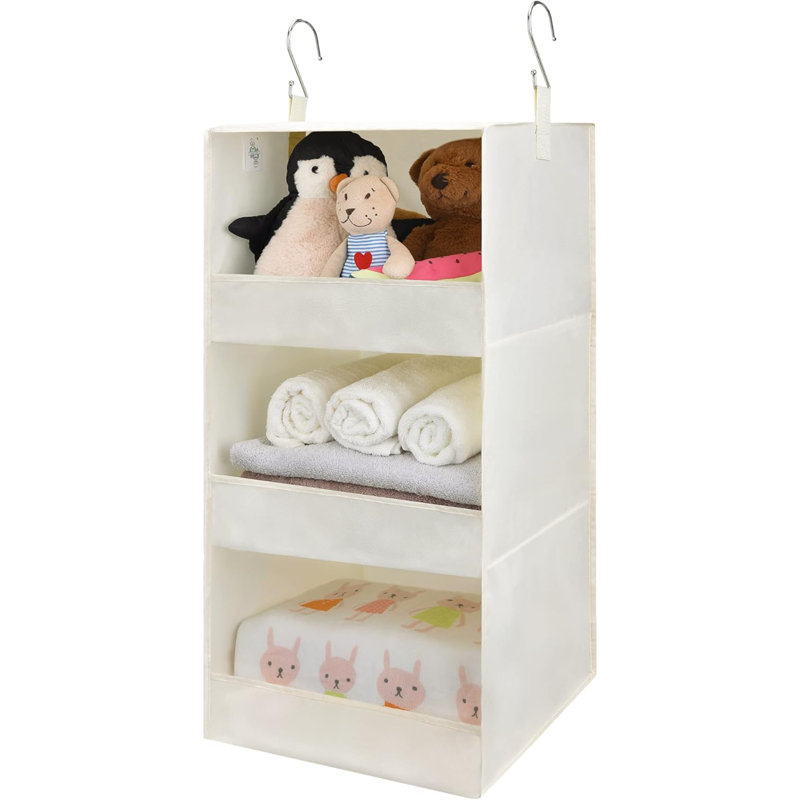3-Shelf Hanging Organizer, Foldable Hanging Closet Storage, Hanging Shelves For Wardrobes & RV Closet, Beige, 1-Pack