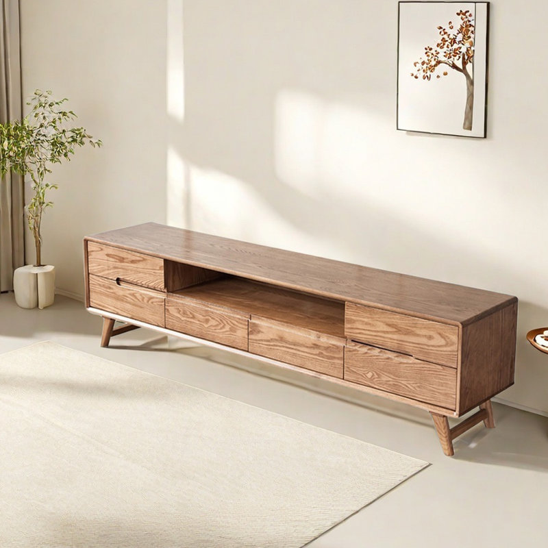 Meuble télé en bois de frêne durable, 59.05"