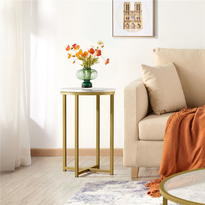 X-Based Side Table, Modern Accent Table with Metal Legs
