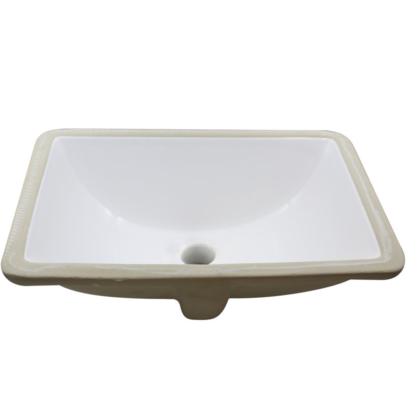 Rectangular White Ceramic Undermount Bathroom Sink