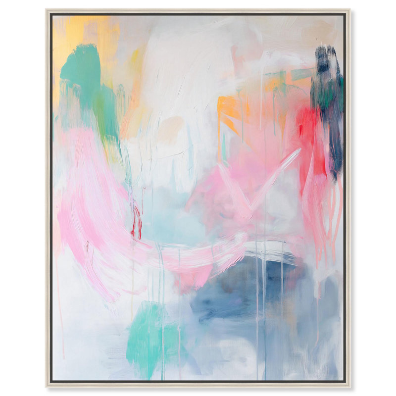 «Pale Rainbows Pastel Abstracts» par Art Remedy, H 21 po x l 17 po, Encadrement argenté
