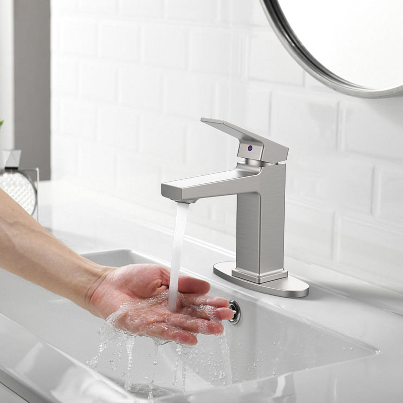Robinet de lavabo de salle de bain en nickel brossé Exquis, Nickel brossé