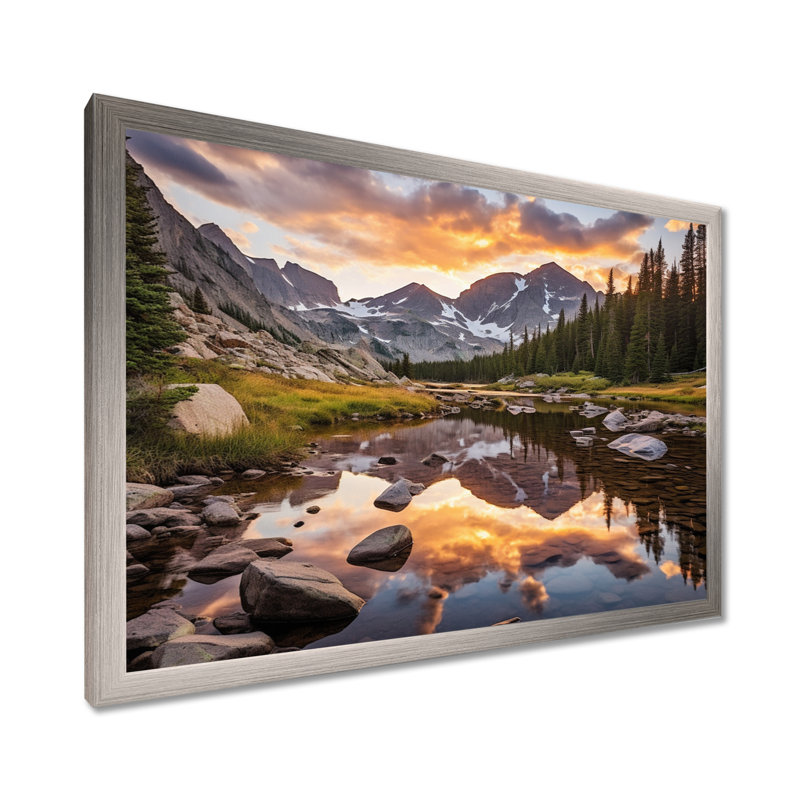 Colorado Mountain Senerity III - Colorado, art mural, H 34 po x l 44 po, Argent argent, Impression encadrée