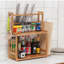 Freestanding Bamboo Spice Rack with Adjustable Racks