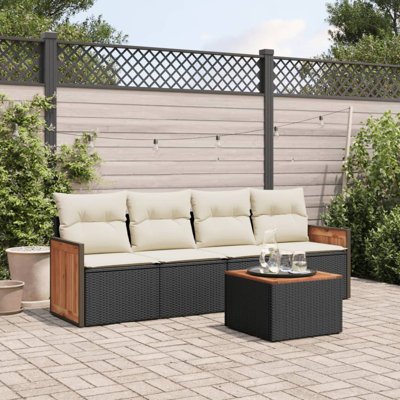 Ensemble de canapé de jardin en rotin PE noir Vidaxl