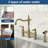 Double Handle Bridge Kitchen Faucet With Faucet-side Sprayer In Brushed Gold-125999854