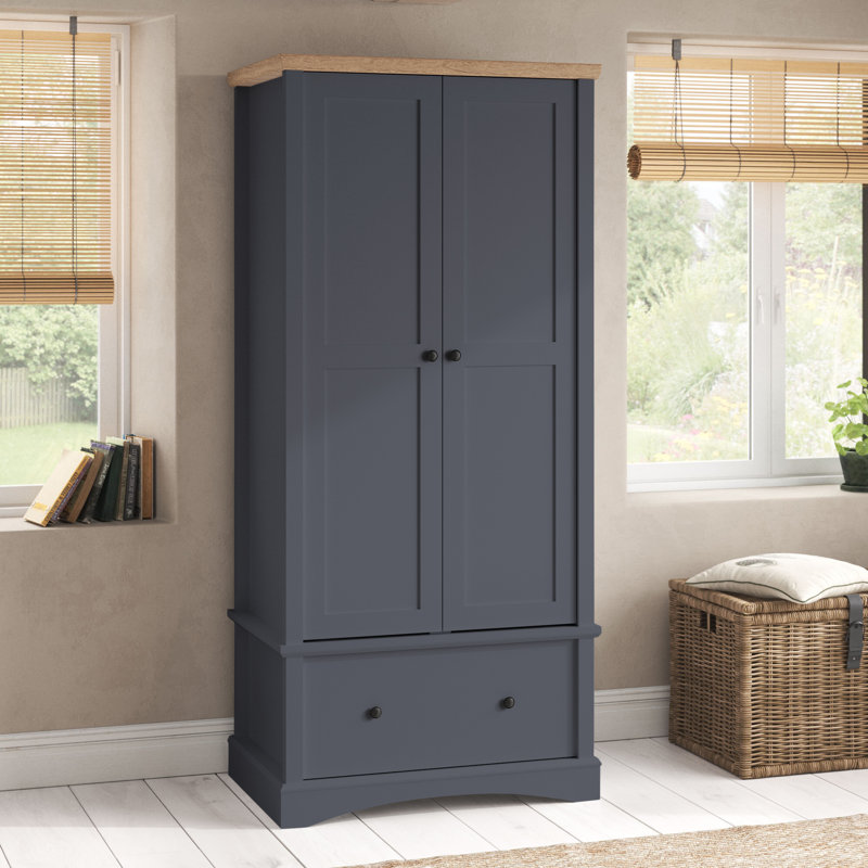 Fordwich 2 Door Manufactured Wood Wardrobe, Dark Grey