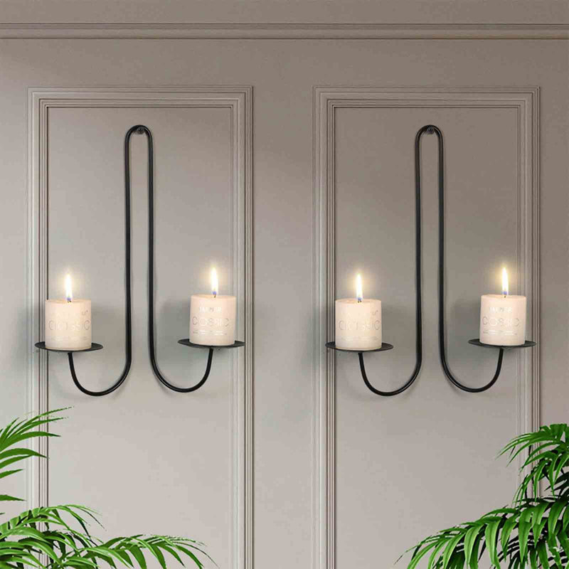 Bougeoirs muraux en métal Bougeoirs muraux modernes Bougeoirs muraux suspendus pour le salon Maison de campagne Foyer de mariage