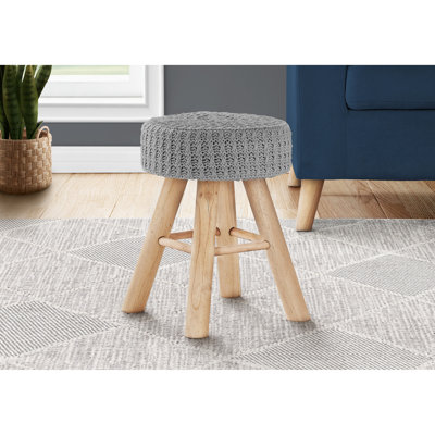 Velours rond 12 po gris avec pieds en bois stables et rembourrage en mousse rembourré moderne