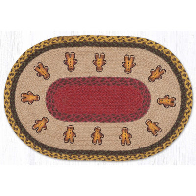  Oval Jute Tread – 20"x30", Nature-Inspired Hand-Stenciled Patch