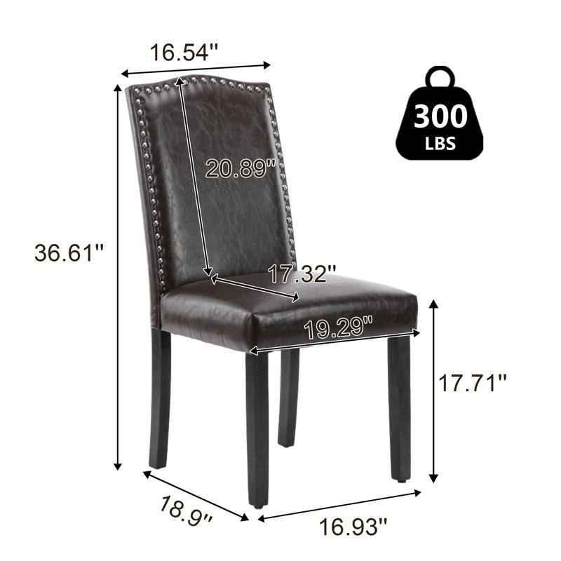 Alissa Dining Chairs, Mid Century Modern Upholstered Parsons Chairs With Nailhead Trim And Solid Wood Legs, Armless Side Chairs With High Back For Dining Room Living Room