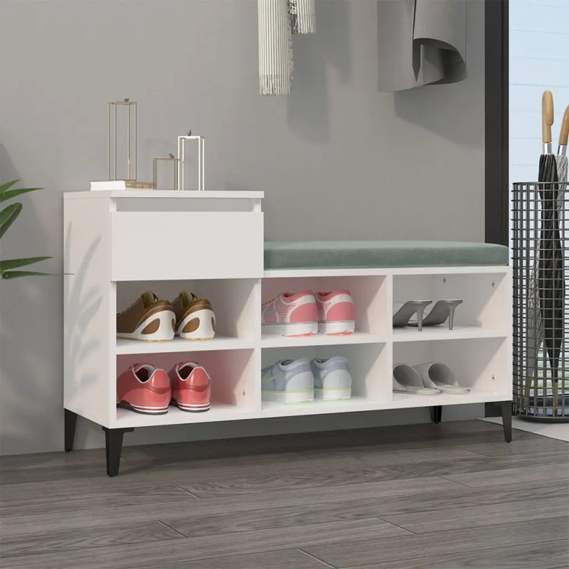 6 Pair Shoe Storage Cabinet, White