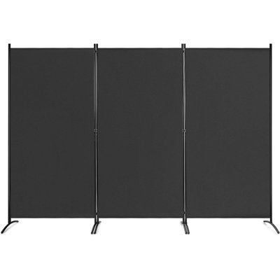 6 Ft 3 Panel Room Divider, Folding Portable Privacy Screen W/ Durable Hinges Steel Base, Freestanding Partition Protective Wall Divider Furniture, Off -  Latitude Run®, 451DF19A9DEB4239A53367069D778B6A