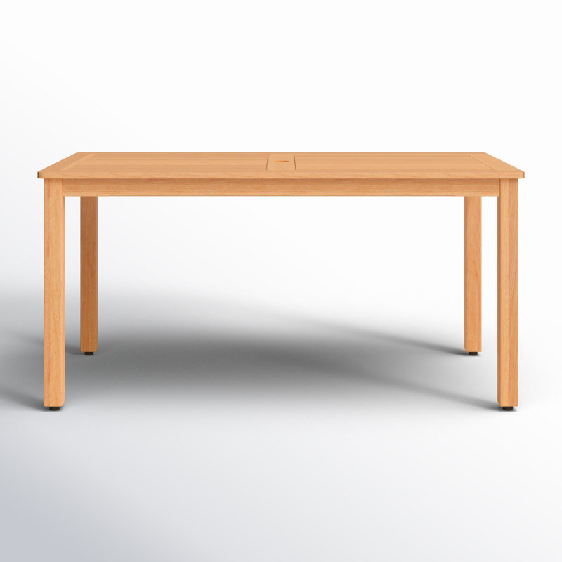 Aliyaan Rectangular Oak Outdoor Dining Table With Umbrella Hole , 59'' in. W 32.5'' in. D