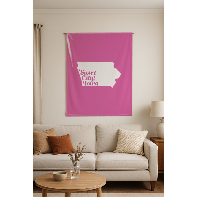 Sioux City, ma douce ville natale — Silhouette de l'Iowa State — Tapisserie murale tissée portrait, H 36 po x l 26 po