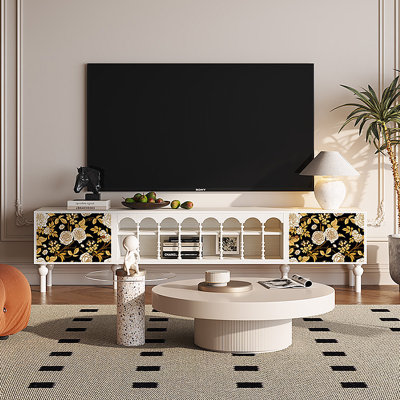 Meuble télé avec rangement peint français rétro