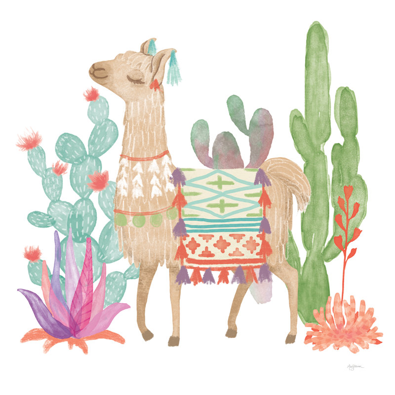 Lovely Llamas IV On White by Mary Urban - Wrapped Canvas Painting, 91cm H x 91cm W x 3.8cm D