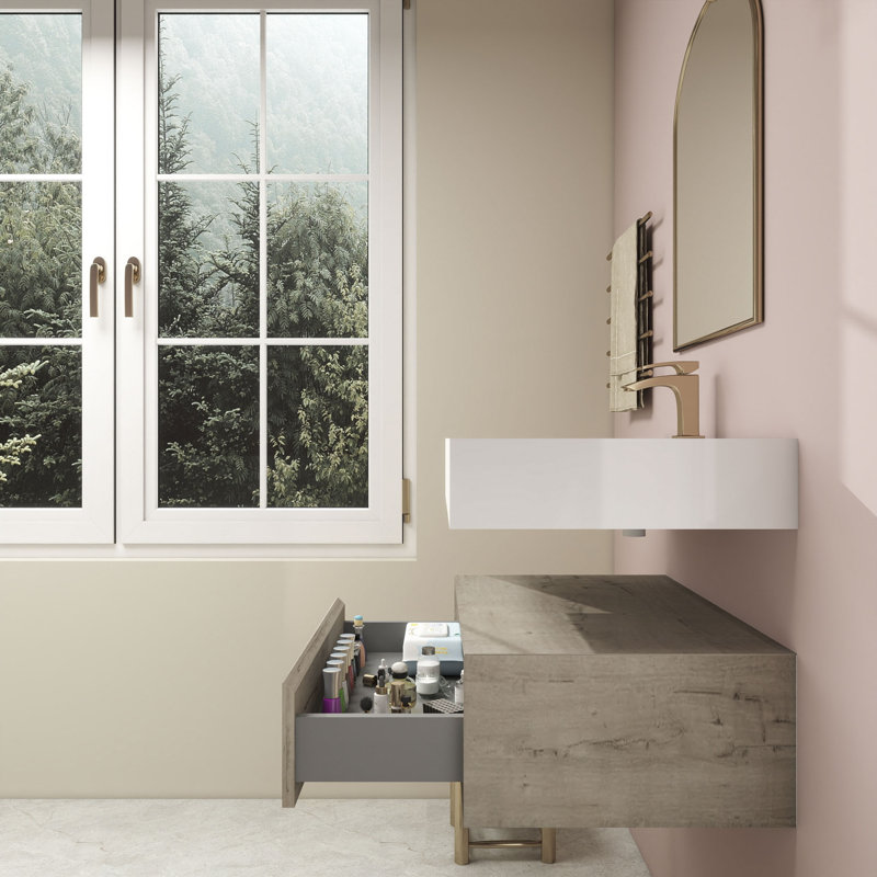 Ensemble de meuble-lavabo mural simple 30 po Alysa, Chêne blanc