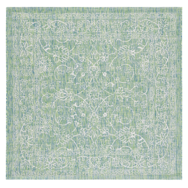 Eley Oriental Green Indoor/Outdoor Area Rug, Square 6'7"