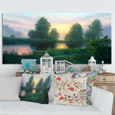 «Beautiful Sunset on Lake Forest», peinture sur toile