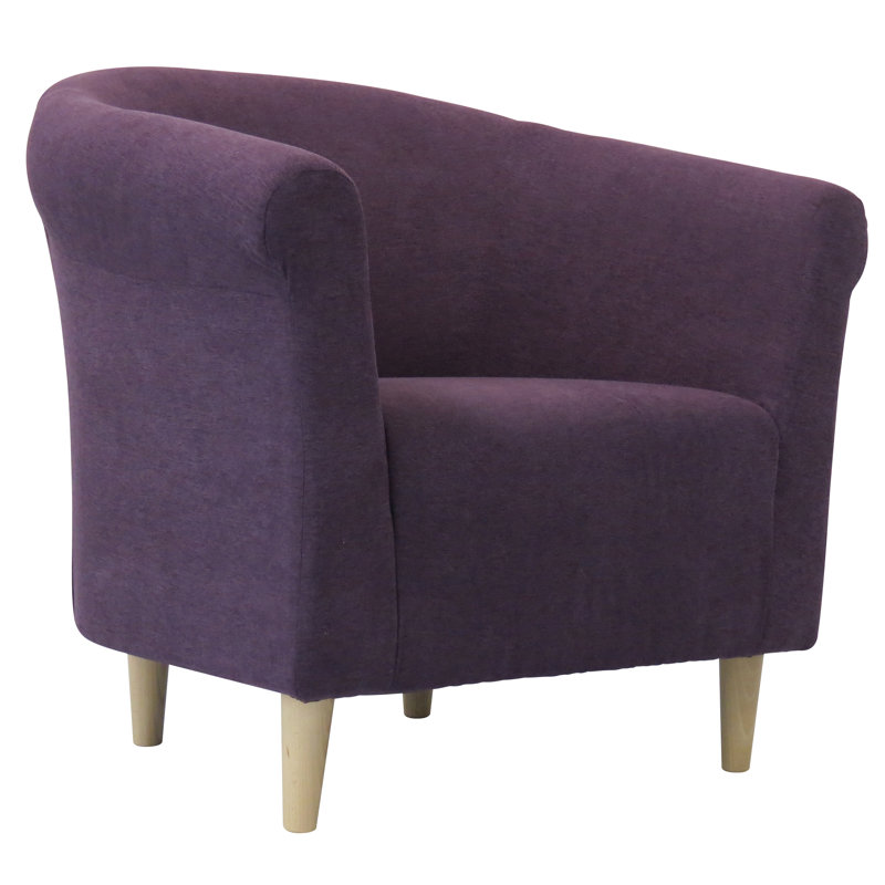 Liam Upholstered Barrel Chair, Toulan Eggplant Twill
