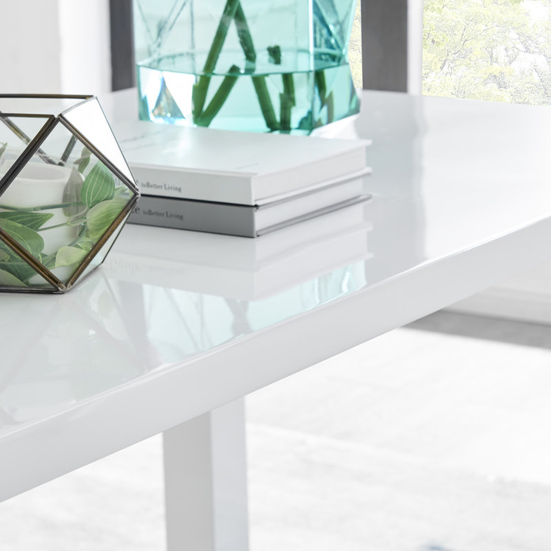 Scottsmoor High Gloss Rectangular Dining Table, White, H75 x L120 x W70cm