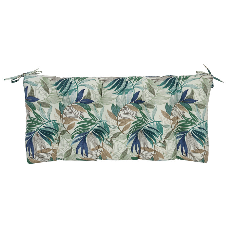 Coussin de causeuse d'extérieur 42 po x 19 po, Brun clair / vert / floral chambray oasis